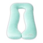 Kismama Párna Alváshoz U alakú menta színű bársony huzattal 02
