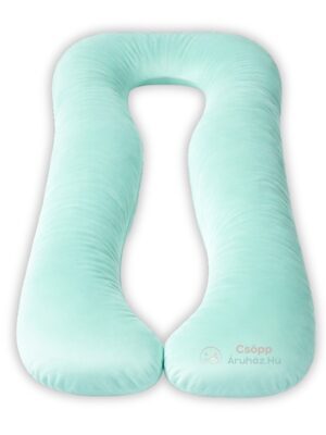 Kismama Párna Alváshoz U alakú menta színű bársony huzattal 02