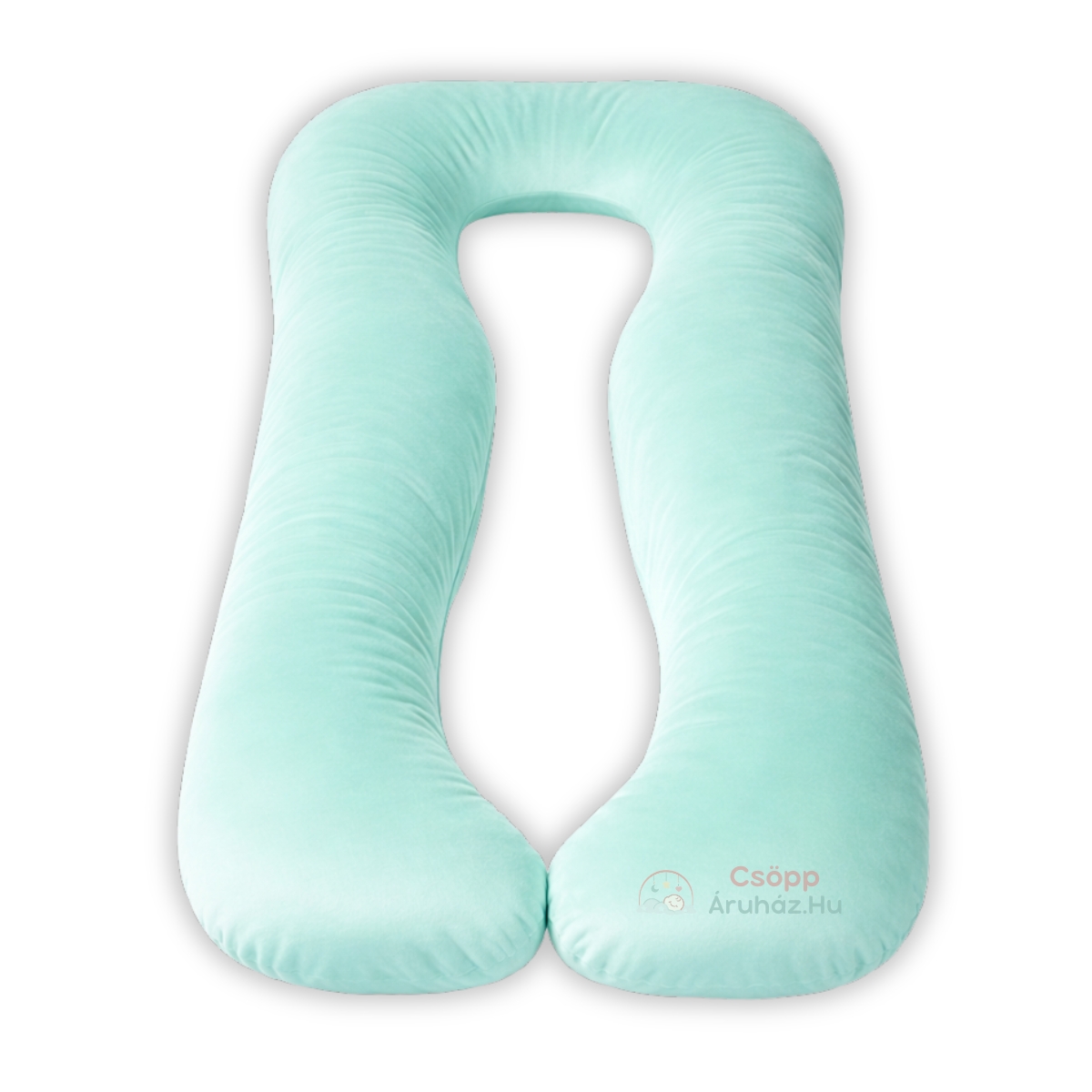 Kismama Párna Alváshoz U alakú menta színű bársony huzattal 02