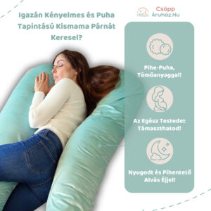 Kismama Terhes Párna Alváshoz és Oldalfekvéshez U alakú menta színű bársony 03