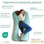 Kismama Terhes Párna Alváshoz és Oldalfekvéshez U alakú menta színű bársony 09