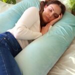 Kismama Terhes Párna Alváshoz és Oldalfekvéshez U alakú menta színű bársony 11