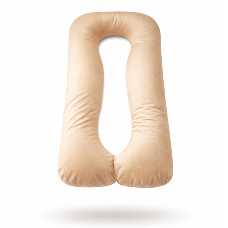 Kismama Párna Alváshoz - U Alakú Bézs Színű Bársony Huzattal 04