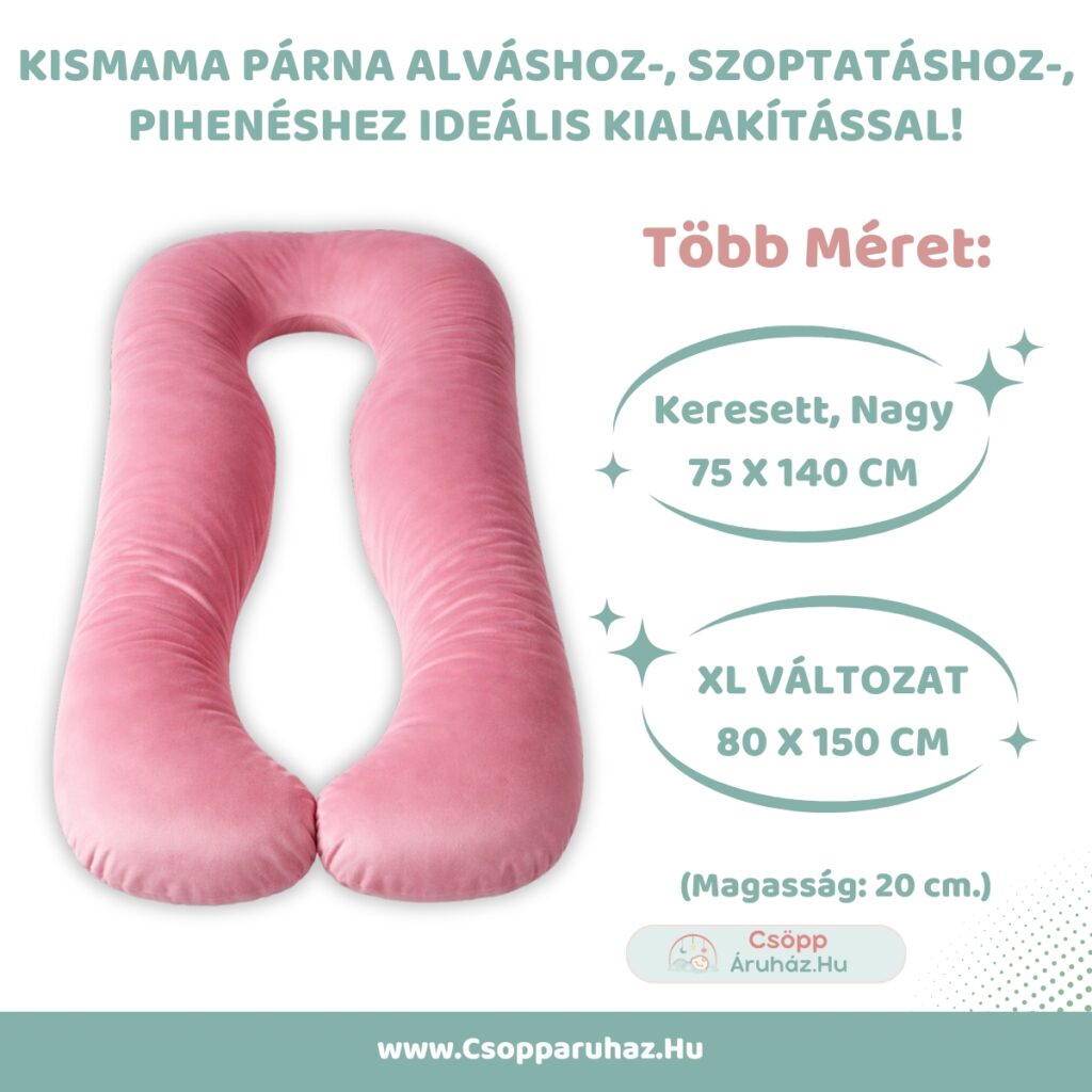 Kismama Párna Alváshoz - U alakú Világoskék Színű Bársony Huzattal - Választható Méretek