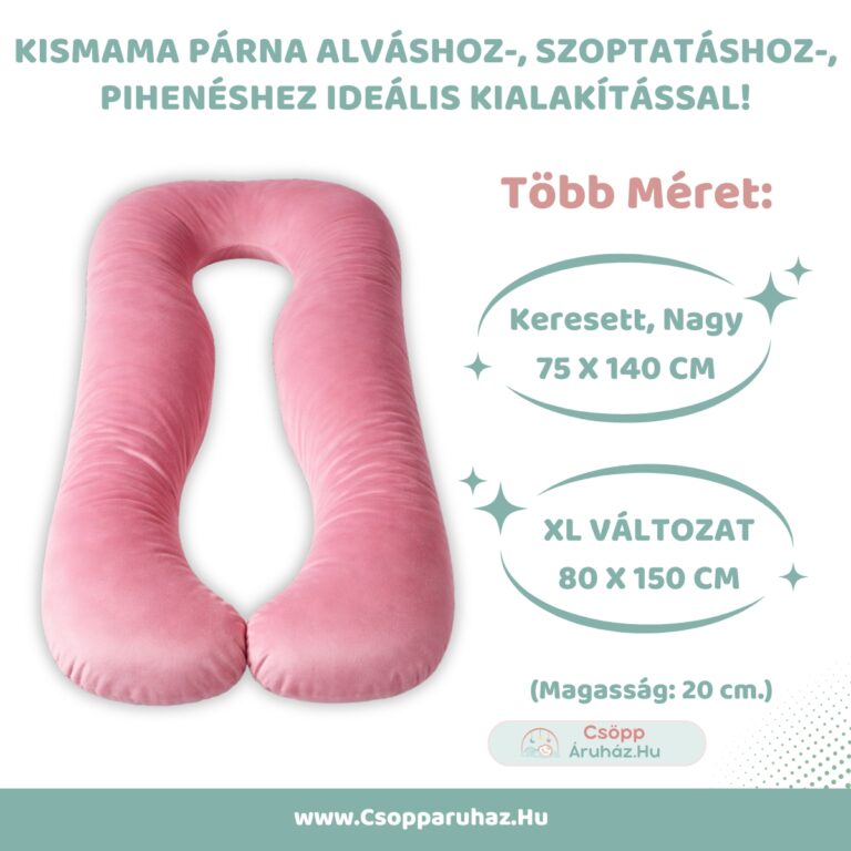 Kismama Párna Alváshoz - U alakú Világoskék Színű Bársony Huzattal - Választható Méretek
