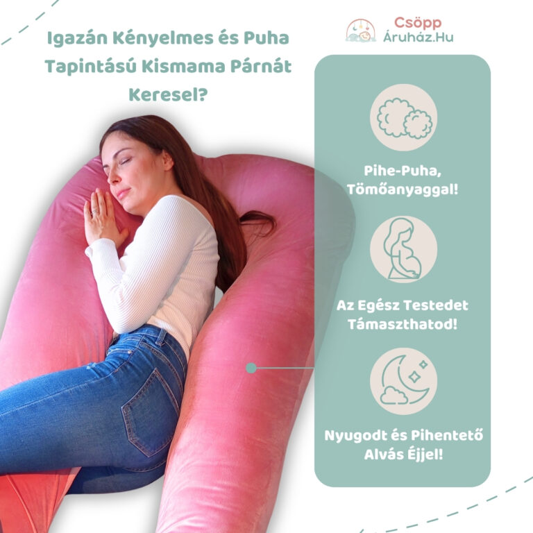 Kismama Terhes Párna Alváshoz és Oldalfekvéshez - U Alakú Mályva-Rózsaszín Bársony 03