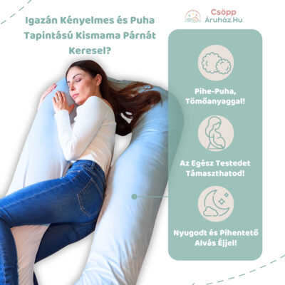 Kismama Terhes Párna Alváshoz és Oldalfekvéshez - U Alakú Világoskék Színű Bársony 03