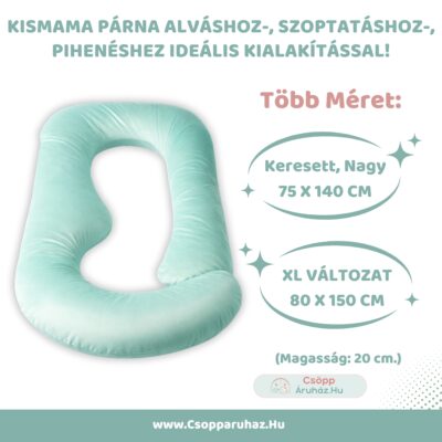 Óriási Kismama Párna Menta Bársonnyal - Alváshoz - Választható Méretek-M-L-XL