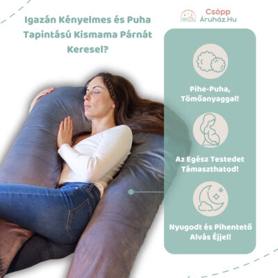 Óriási Kismama Párna Oldalt Fekvéshez, Derék Támasztáshoz, Alváshoz Szürke Bársonnyal - 04